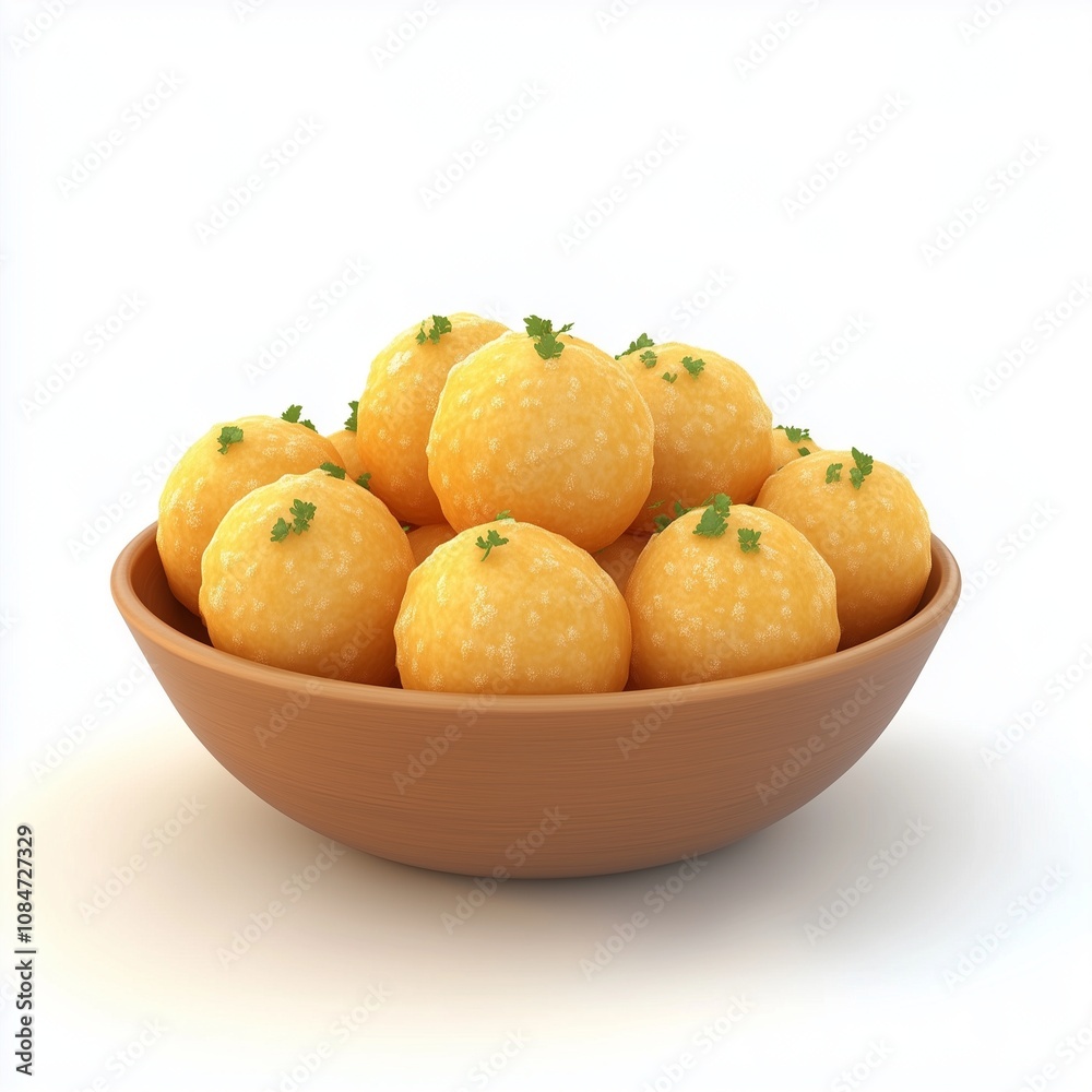 Pani puri potato mashed ball traditional street snack food isolated white Pani puri potato mashed ball traditional street snack food isolated white