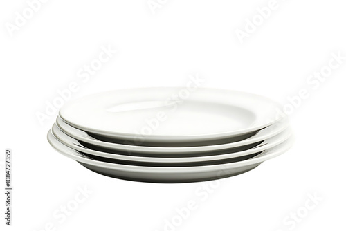 Set of white plate isolated png on a transparent background