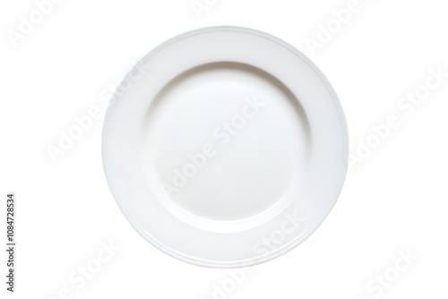 Top view white plate isolated on a white background