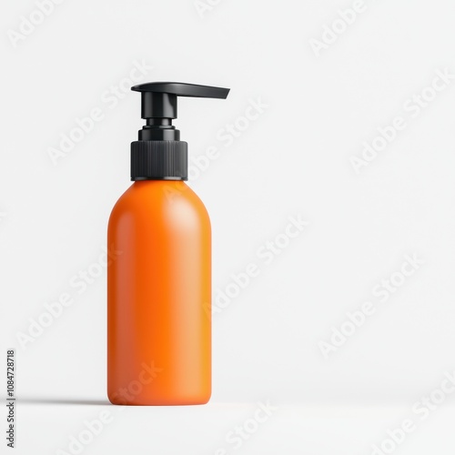 Wallpaper Mural A vibrant orange pump bottle designed for cosmetics or personal care products against a minimalist background, ideal for marketing materials, e-commerce, or product packaging, Torontodigital.ca