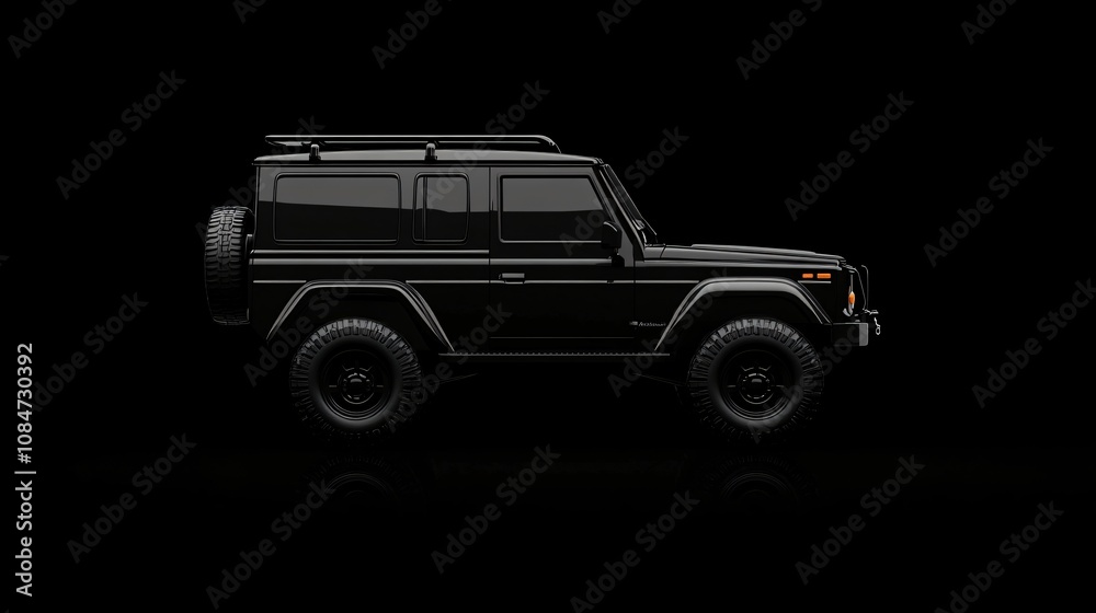 Obraz premium Simple black flat icon of a car highlighting a stylish and powerful vehicle design at night