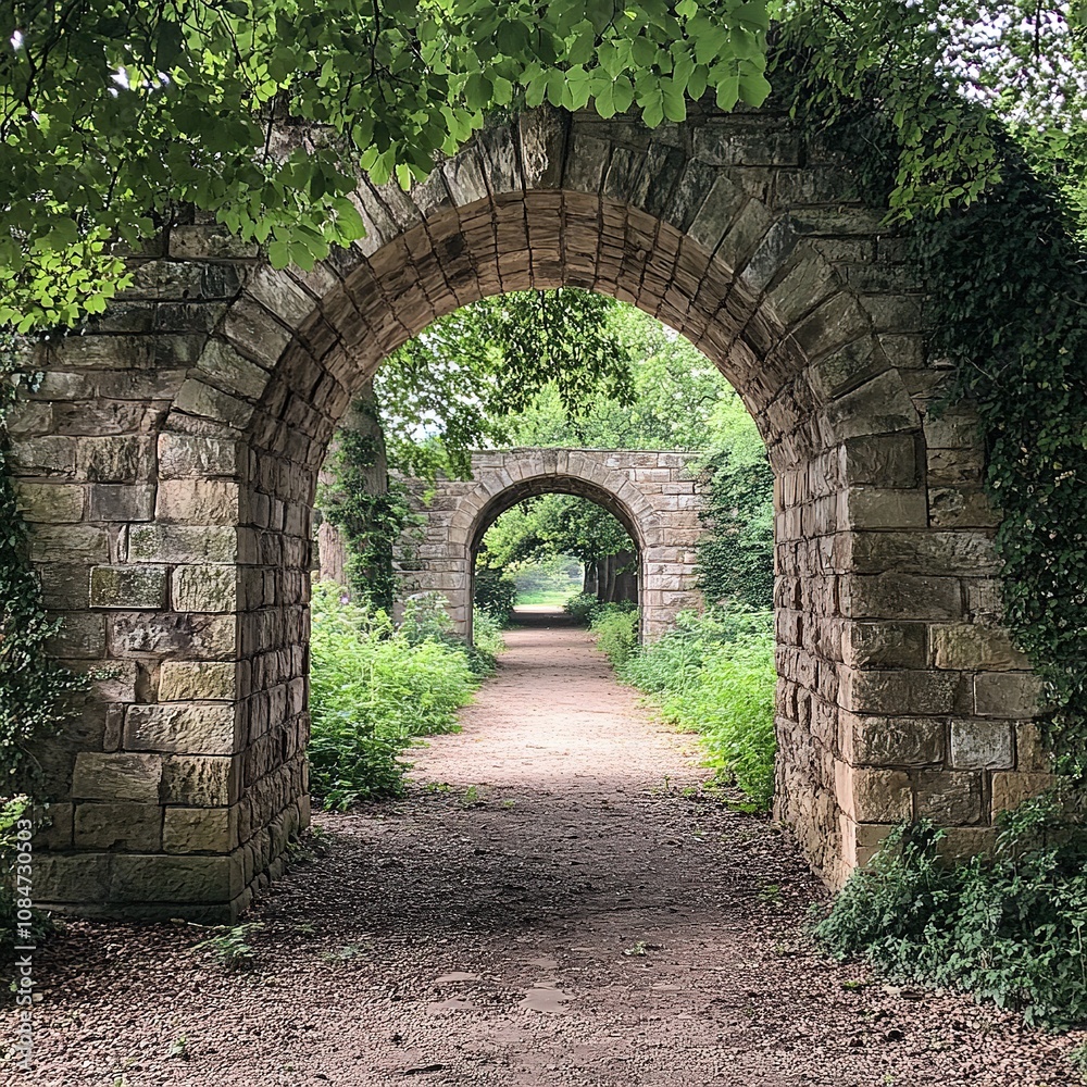 Exploring ancient stone arches lush green pathway landscape photography tranquil nature ground-level viewpoint architectural beauty Exploring ancient stone arches lush green pathway landscape photography tranquil nature ground-level viewpoint architectural beauty