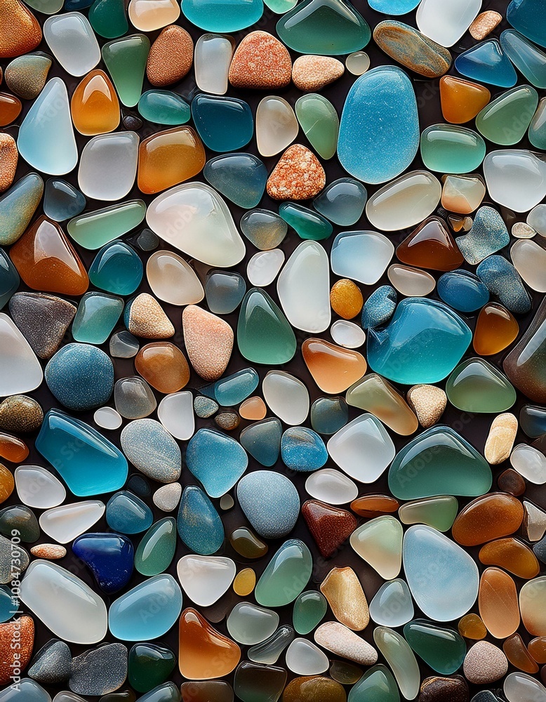 A captivating collection of smooth, colorful sea glass pieces. A captivating collection of smooth, colorful sea glass pieces.