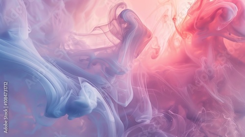 Wallpaper Colorful pink and blue ink is mixing together creating abstract shapes