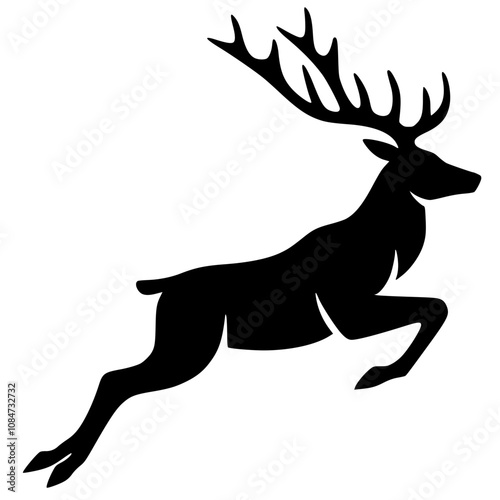 Silhouette of a deer jumping