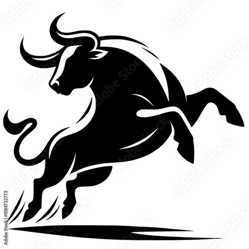 Silhouette of a bull jumping