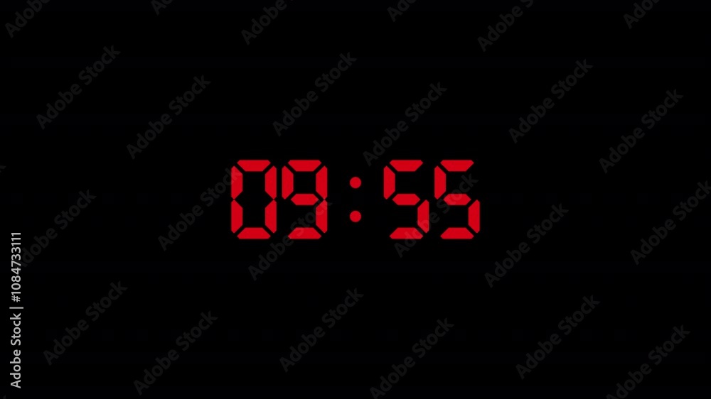 10 minutes countdown timer animation with digital numbers having transparent background, 10 minutes to 0 seconds timer, clock ticking for 10 minutes, deadline of 10 minutes l.