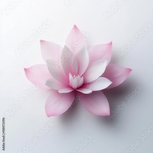 A beautifully crafted pink lotus flower sits elegantly against a clean white background, symbolizing purity and tranquility, Ideal for wellness, meditation, or floral-themed designs,