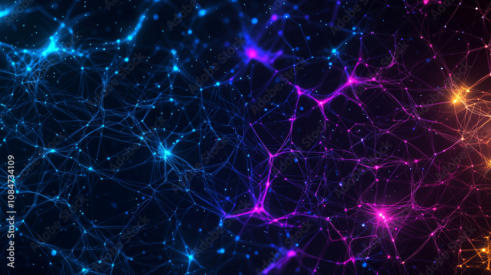 Abstract Neuron Network Diagram with Glowing Synapses and Connections Abstract Neuron Network Diagram with Glowing Synapses and Connections