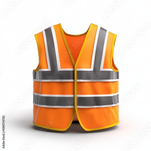 A bright orange safety vest with reflective stripes, ideal for construction, outdoor activities, or emergency situations, It enhances visibility and ensures safety in various environments,