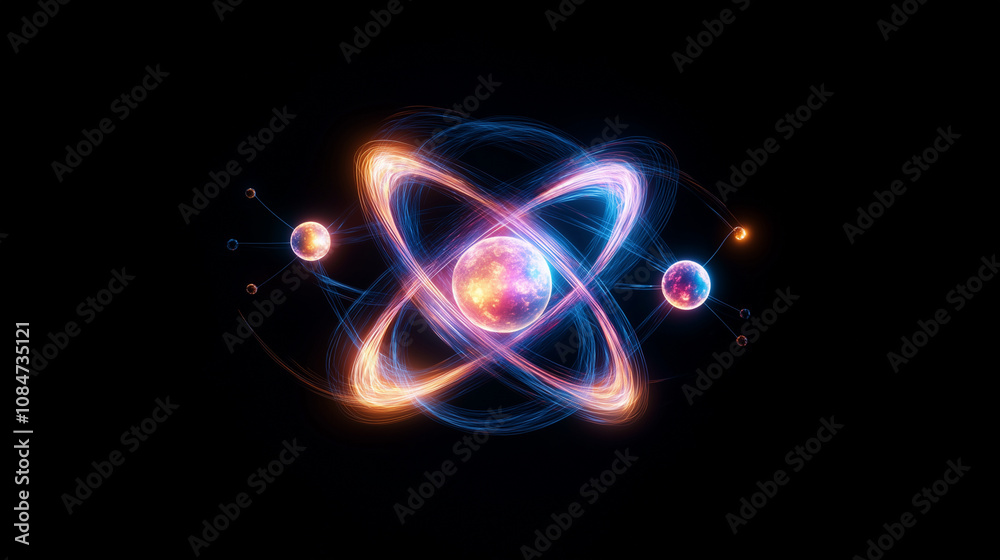 Atomic Nucleus with Protons Neutrons and Electrons Visualization Atomic Nucleus with Protons Neutrons and Electrons Visualization