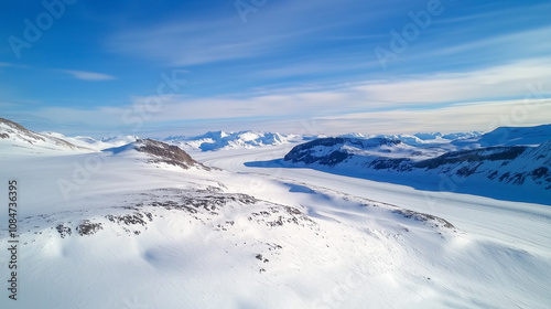Receding Glacier Aerial View Exposing Rocky Terrain and Melting Ice