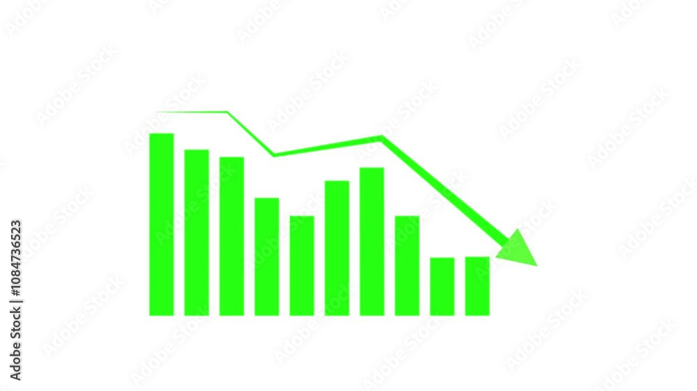 Animation showing a statistical curve with a downward trend indicating unmet targets and losses. Animation showing a statistical curve with a downward trend indicating unmet targets and losses.