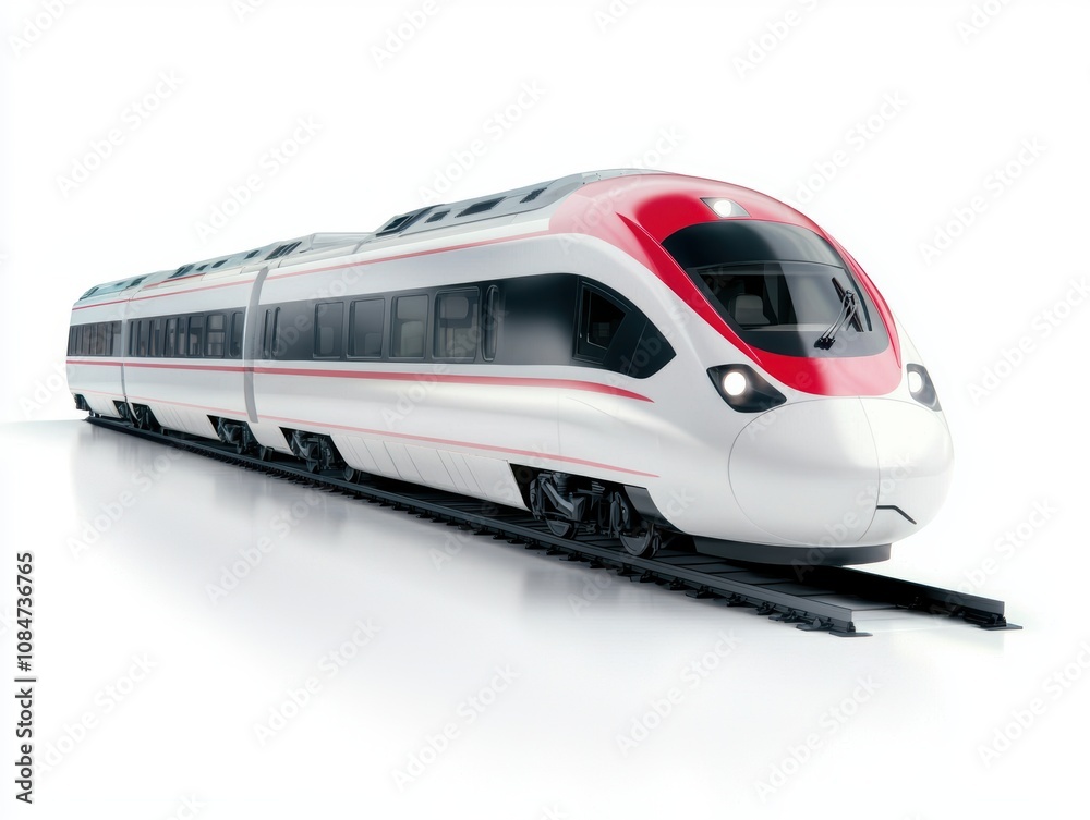A modern train design showcasing sleek lines and a vibrant red and white color scheme, suitable for transportation or travel-themed projects, advertisement campaigns, or design concepts, A modern train design showcasing sleek lines and a vibrant red and white color scheme, suitable for transportation or travel-themed projects, advertisement campaigns, or design concepts,