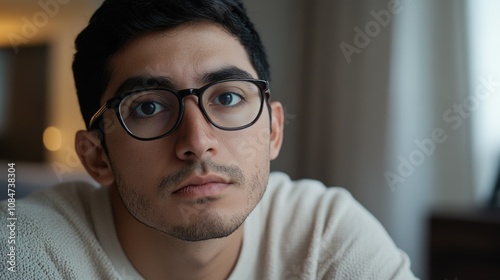 Young Man with Beard and Eyeglasses