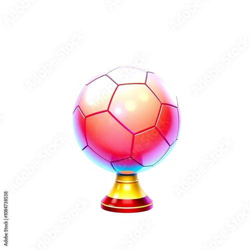 3D Football Icon for Asia Cup, Whimsical Transparent Overlay Design with Ethereal Aesthetic and Cartoonish Look [High Resolution, Versatile for Various Design Projects, White Background]