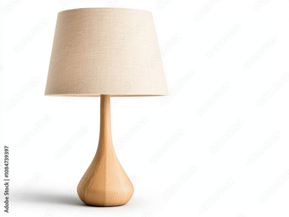 A stylish wooden lamp with a cream fabric shade, perfect for adding a modern touch to any home or office decor, This image can be used for interior design projects, catalogs, or online listings, A stylish wooden lamp with a cream fabric shade, perfect for adding a modern touch to any home or office decor, This image can be used for interior design projects, catalogs, or online listings,