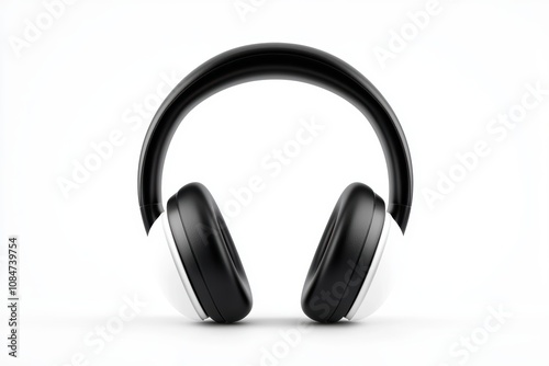 Stylish black and white headphones with a sleek design, perfect for showcasing audio technology or personal listening experiences in marketing materials, websites, or advertisements, photo