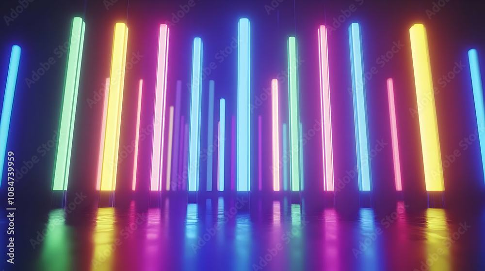 Obraz premium Neon Lights Abstract 3D Background