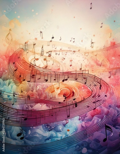 A background or wallpaper on a musical notation theme