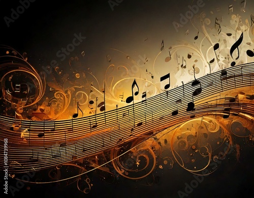 A background or wallpaper on a musical notation theme
