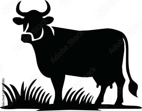 Cow Logo. Cow farm product logo design vector. Vintage Cattle Angus Beef logo