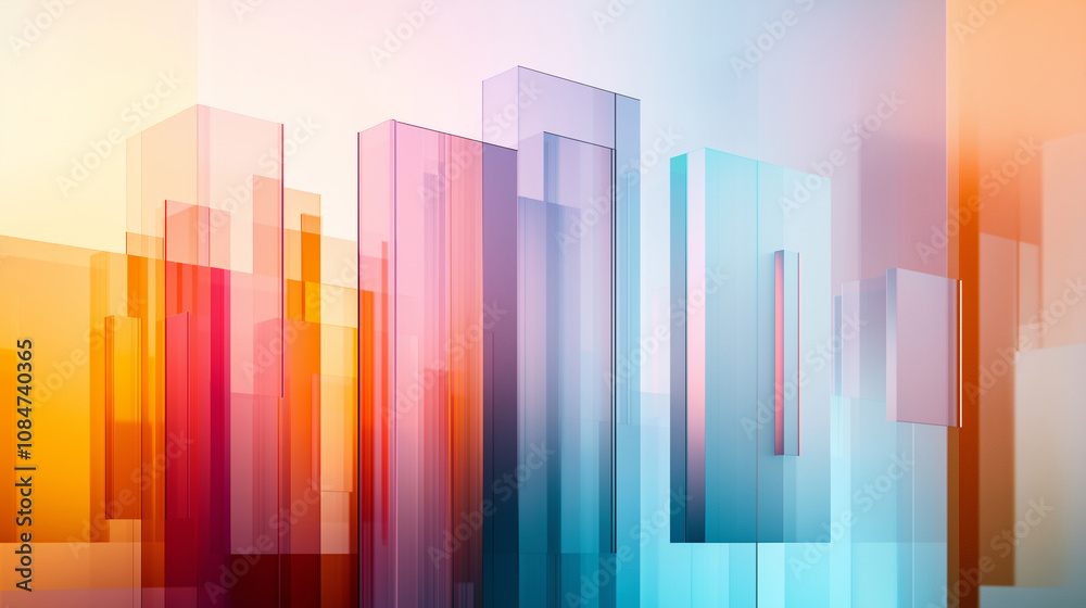 A futuristic cityscape dominated by a towering skyscraper with intricate geometric patterns, bathed in iridescent light A futuristic cityscape dominated by a towering skyscraper with intricate geometric patterns, bathed in iridescent light