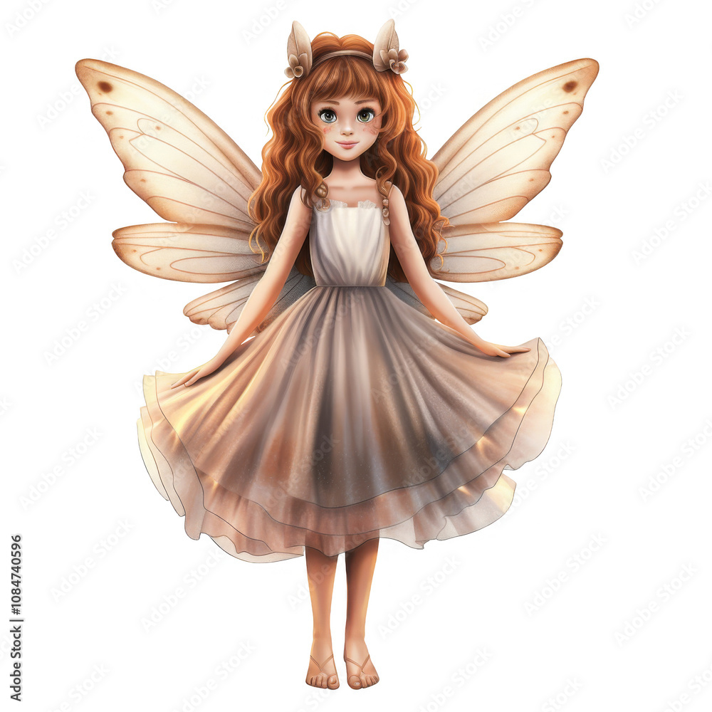 A whimsical digital painting of a young fairy girl with large butterfly wings. A whimsical digital painting of a young fairy girl with large butterfly wings.