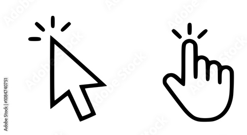 Computer mouse click cursor gray arrow icons set and loading icons. Cursor icon. Vector illustration. Mouse click cursor collection.
