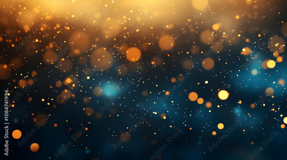Fototapeta premium Abstract Background with Golden and Blue Bokeh Lights
