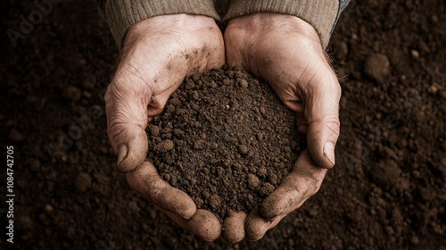 Holding the Earth's Future: Hands Cradling Soil with Copy Space for Text