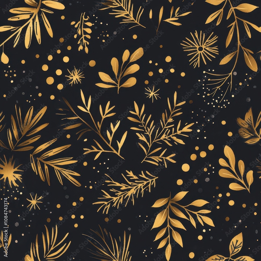 Festive golden winter pattern Festive golden winter pattern