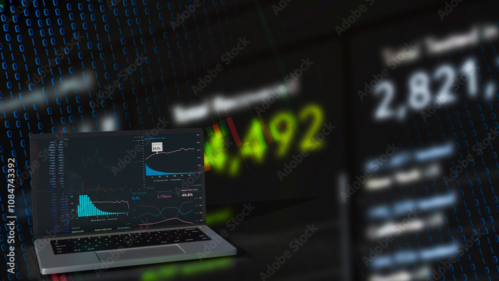 The notebook and chart for Business concept 3d rendering..