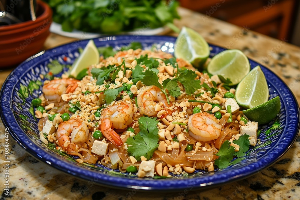 Delicious Pad Thai with Shrimp and Peanuts: A Culinary Delight