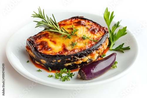 moussaka on white background photo