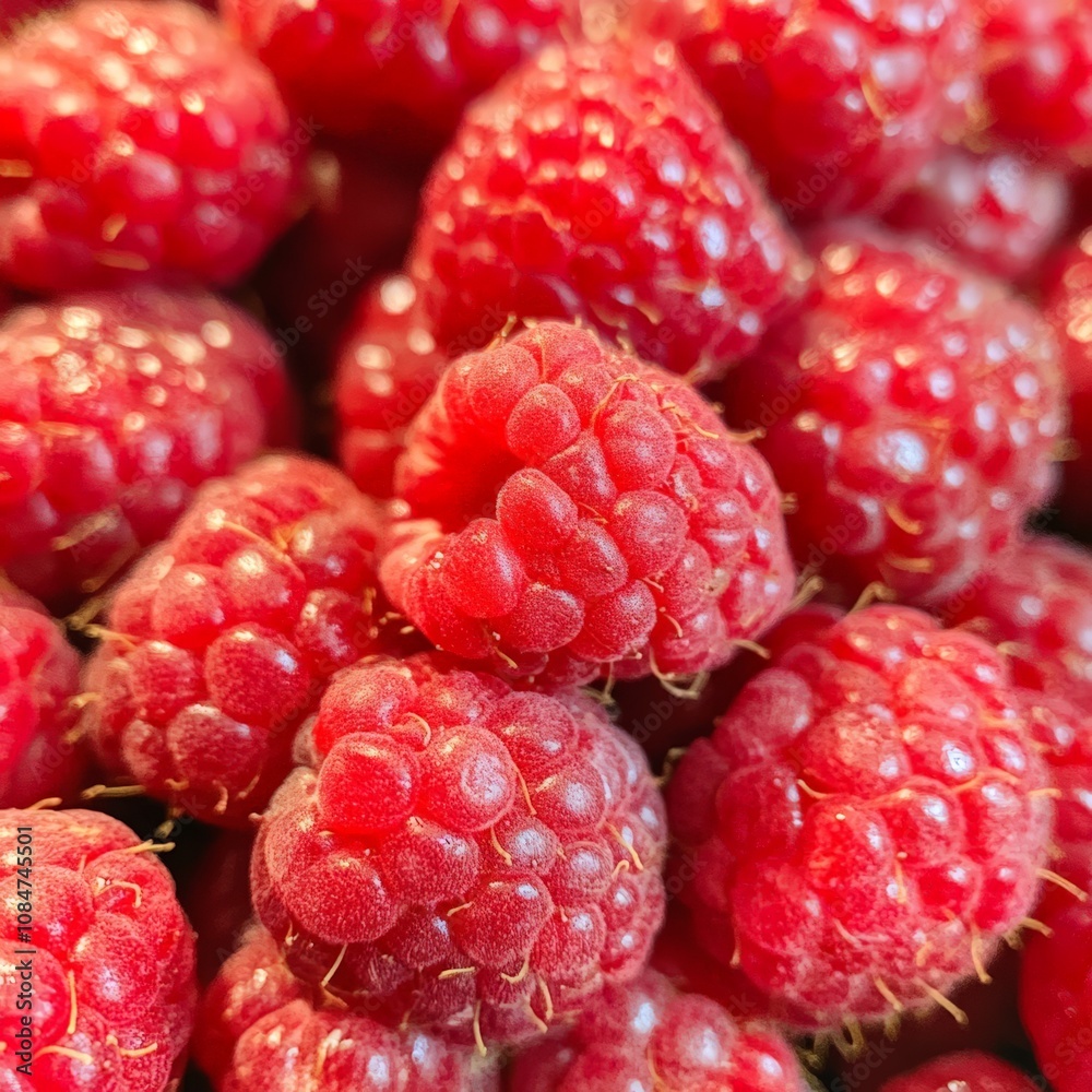 A close-up of a handful of ripe raspberries, their delicate texture and rich red color emphasized A close-up of a handful of ripe raspberries, their delicate texture and rich red color emphasized