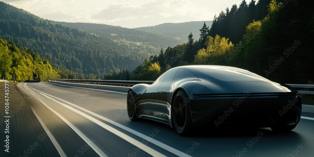 Naklejka premium Luxury Sports Car on Highway