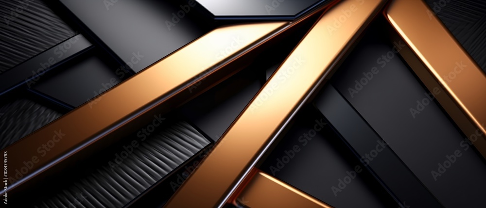 Wallpaper An abstract 3d illustration with black and gold bars creating a luxurious background Wallpaper An abstract 3d illustration with black and gold bars creating a luxurious background