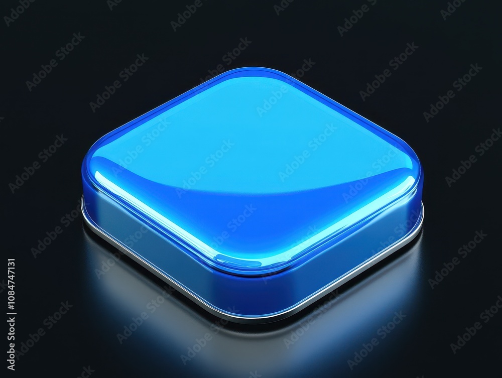 3D illustration of a blank blue keyboard button 3D illustration of a blank blue keyboard button
