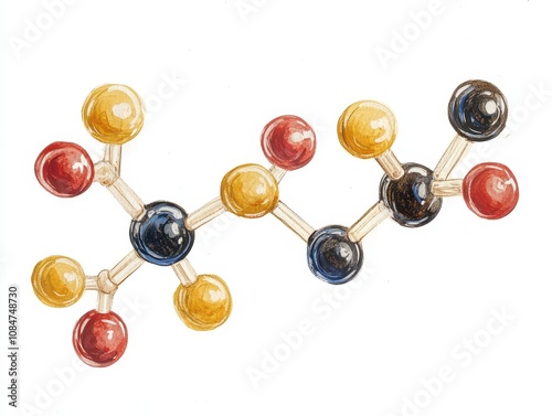 illustration of a barbiturate molecule in detailed front view, perfect for educational and medical applications on a white background.