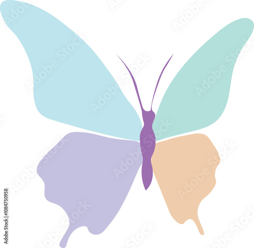 Abstract Illustration Silhouette of pastel simple design of Butterfly logo icon