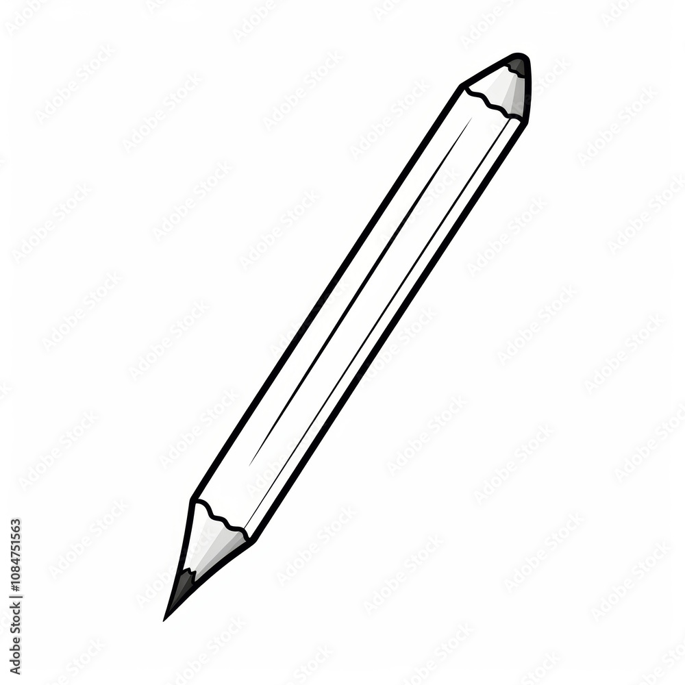A simple black and white illustration of a pencil. A simple black and white illustration of a pencil.