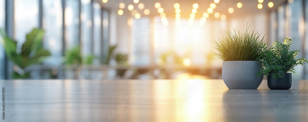 Beautiful blurred background of a light modern office interior with panoramic windows and beautiful lighting. Beautiful blurred background of a light modern office interior with panoramic windows and beautiful lighting.