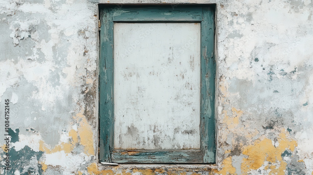 This poster template showcases a weathered frame against a stark white backdrop, evoking themes of neglect and desolation.