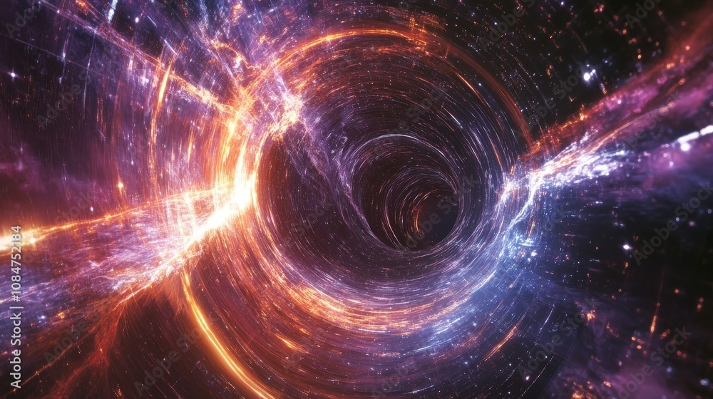 Fototapeta premium A digital simulation demonstrating how black hole sound waves might propagate through different cosmic environments