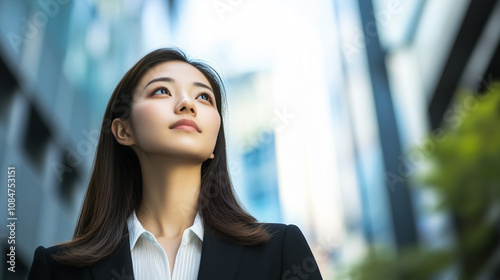 Wallpaper Mural 空を見上げる若い日本人女性 Torontodigital.ca