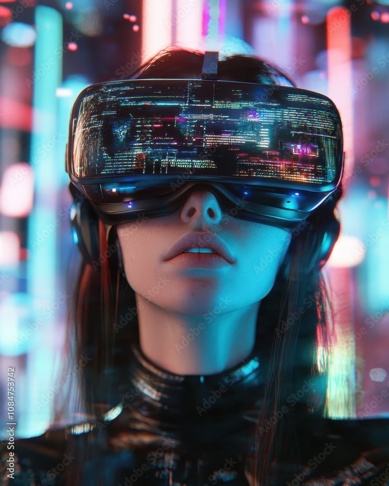 Metaverse woman exploring virtual worlds Metaverse woman exploring virtual worlds