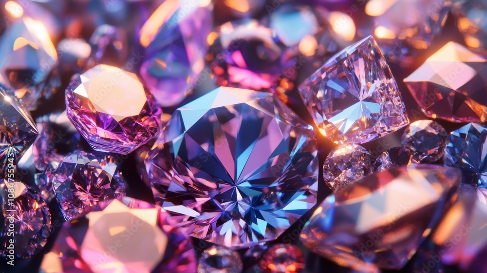 A Stunning Close-Up of Colorful Gemstones Reflecting Light in an Artistic Arrangement, Showcasing Various Shapes and Brilliant Hues in a Magical Display of Nature's Beauty A Stunning Close-Up of Colorful Gemstones Reflecting Light in an Artistic Arrangement, Showcasing Various Shapes and Brilliant Hues in a Magical Display of Nature's Beauty