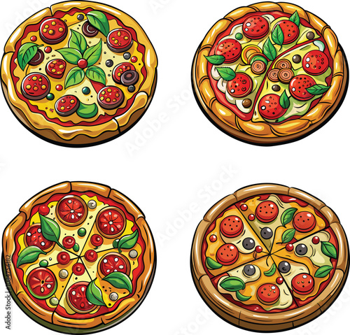 Delicious Pizza Clipart Vector with Fresh Toppings Perfect for Menus Blogs and Food Design