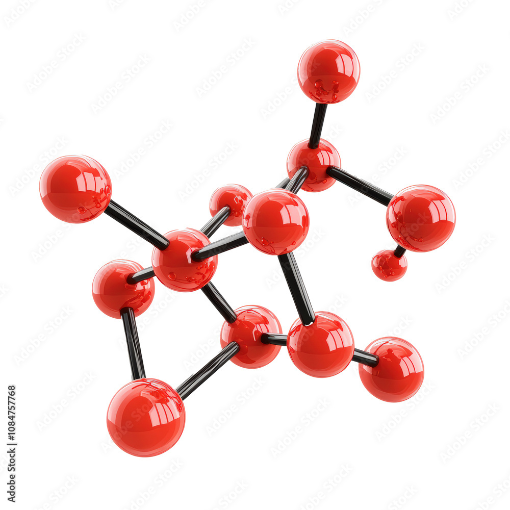 Obraz premium 3D Red Molecule isolate on transparency background